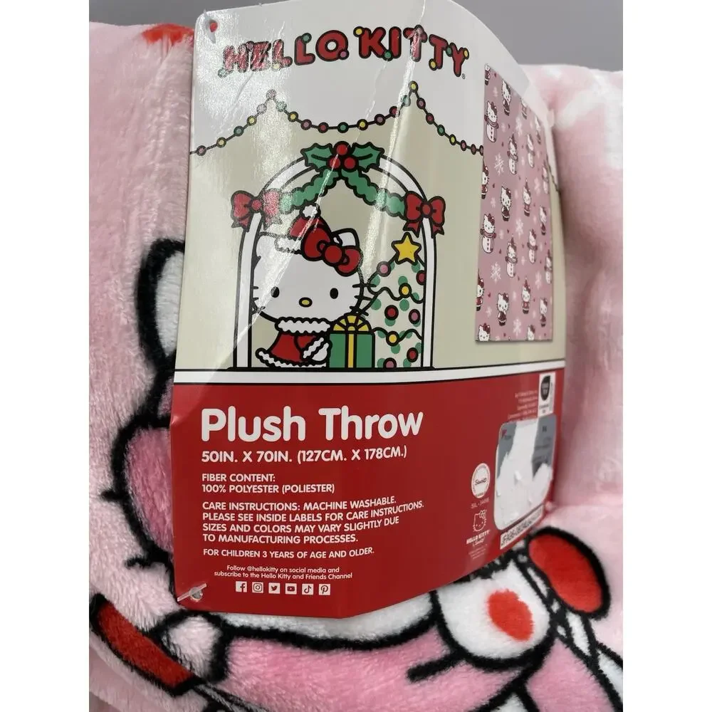 New Hello Kitty Christmas Snowman & Santa Pink Plush 50